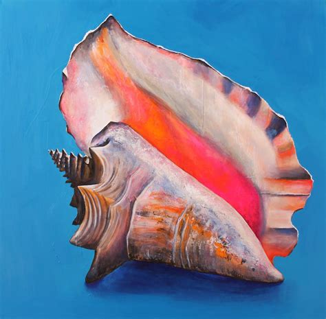 Paintings By Tracy Effinger Upton: Conch Shell on Brilliant Blue ...