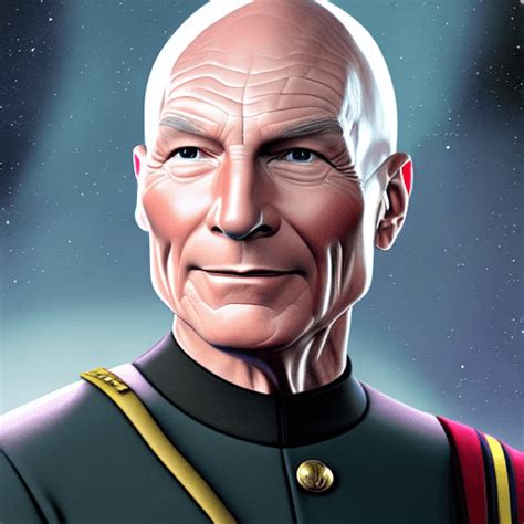 Captain Picard from USS Enterprise Photorealistic Graphic · Creative Fabrica