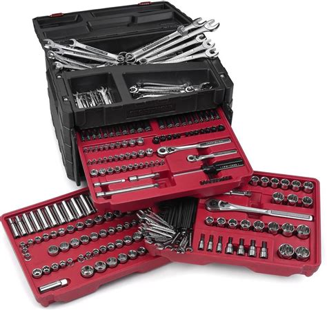 289 Piece Mechanics Tool Set Wrenches Sockets Kit 3-Drawer Lift Top ...