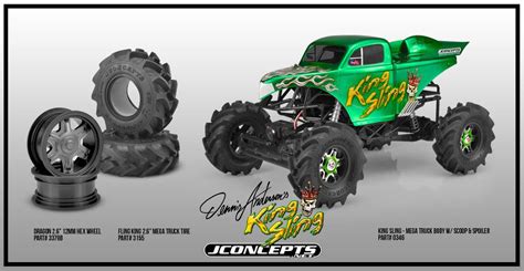 LiveRC - New JConcepts King Sling monster truck body, Fling King tires and Dragon wheels