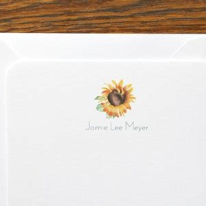 Customized Sunflower Stationery Set of 12 Cards Envelopes - Etsy