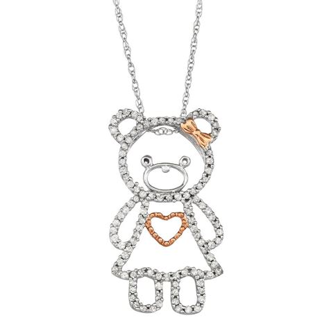 10k White Gold 1/3 Carat T.W. Diamond Teddy Bear Necklace | Bear necklace, Disney pandora ...