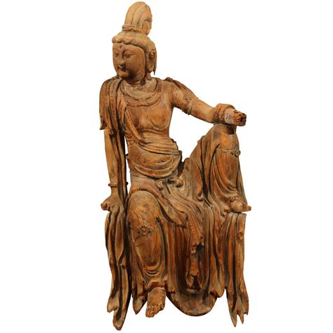 Chinese Carved Wood Sculpture of Guanyin at 1stdibs