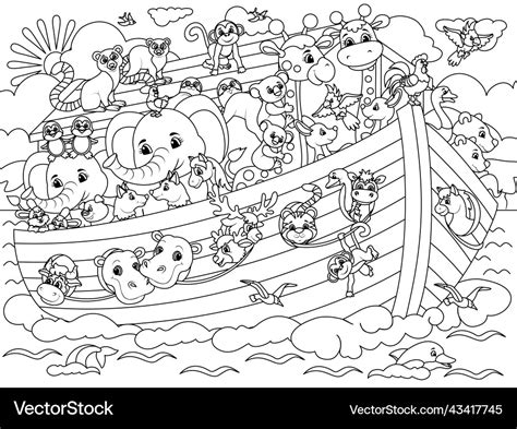 Christian bible story of noah s ark coloring book Vector Image