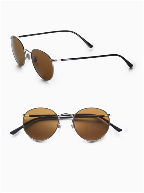 Polo Ralph Lauren Small Round Sunglasses/Silver Frames in Brown for Men (silver) | Lyst