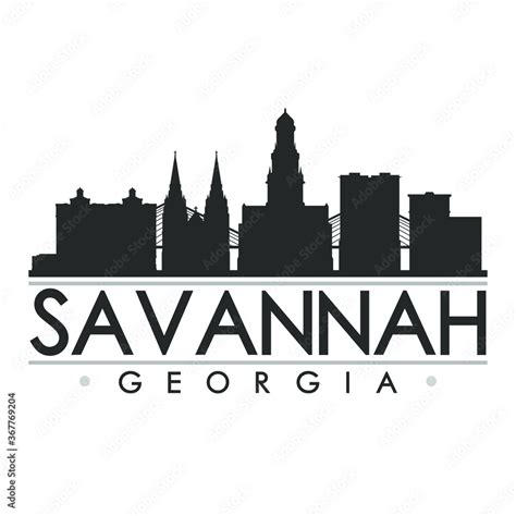 Savannah Georgia Skyline Silhouette City. Cityscape Design Vector ...