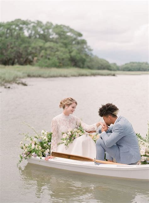 Floating Flowers for a Blue and Lavender Summer Wedding on the River | Hey Wedding Lady