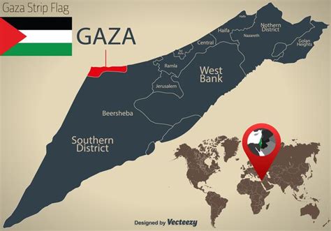 Israel Map And Gaza Strip Country Location 152454 Vector Art at Vecteezy