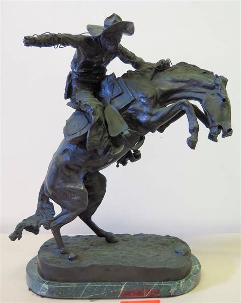 Frederic Remington Bronze Sculpture 'The Broncho Buster' Approx. 24" H - Oahu Auctions