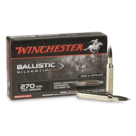 Winchester Ballistic Silvertip, .270 Winchester, BST, 130 Grain, 20 Rounds - 29127, .270 ...