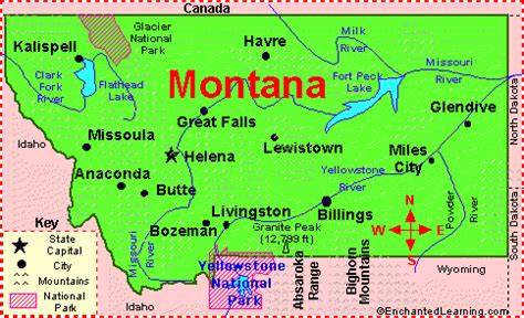 Montana: Facts, Map and State Symbols - EnchantedLearning.com | Montana ...