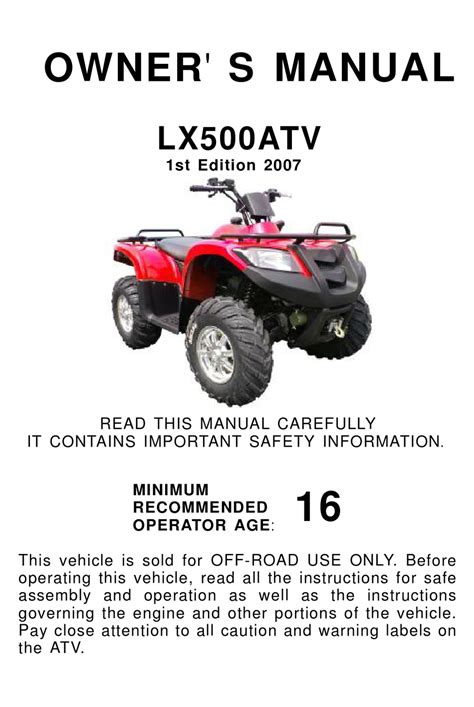 LONCIN LX500ATV OWNER'S MANUAL Pdf Download | ManualsLib