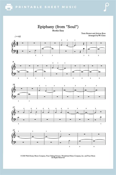 Epiphany from Soul by Trent Reznor and Atticus Ross Piano Sheet Music | Rookie Easy Level in ...