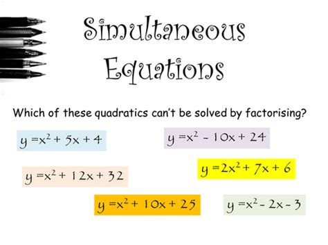 Quadratic simultaneous equations | Teaching Resources