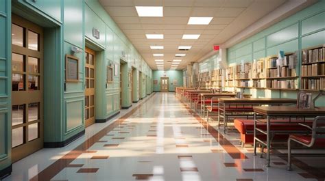 Premium Photo | Empty high school hallway