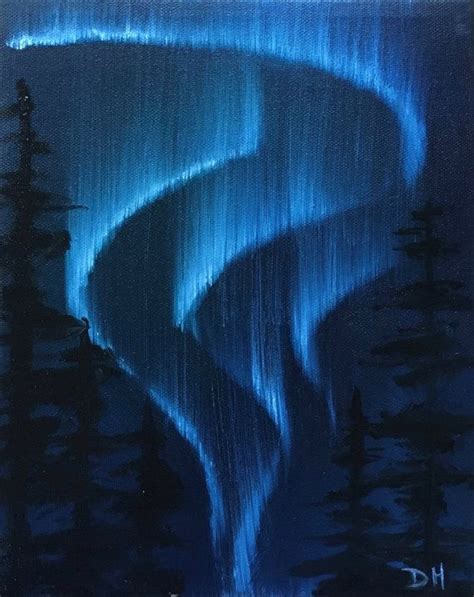 Blue and Green Aurora Original Oil Painting 8 X 10 Inches | Etsy ...