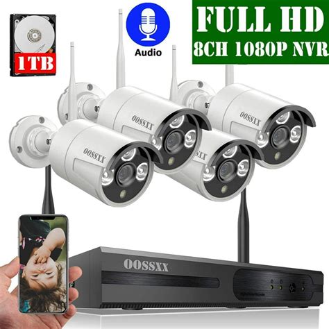 Wireless Security Camera System, OOSSXX 1080P Home Surveillance Cameras ...