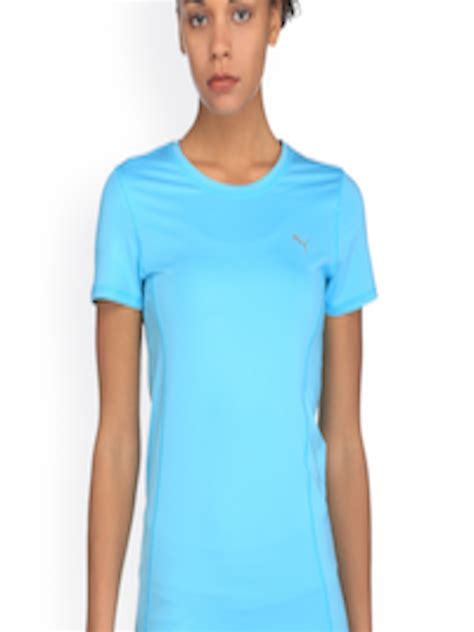 Buy Puma Women Blue Solid Round Neck Essential T Shirt - Tshirts for ...