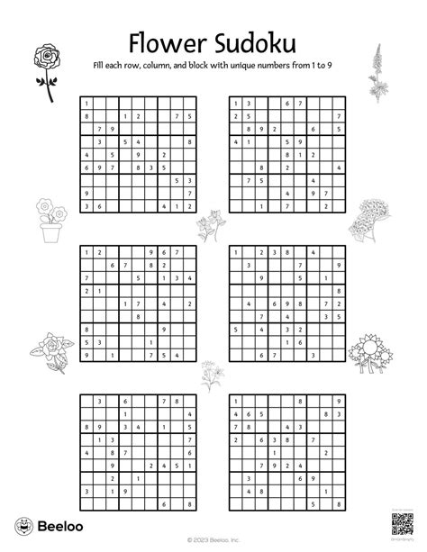 Flower Sudoku • Beeloo Printable Crafts and Activities for Kids