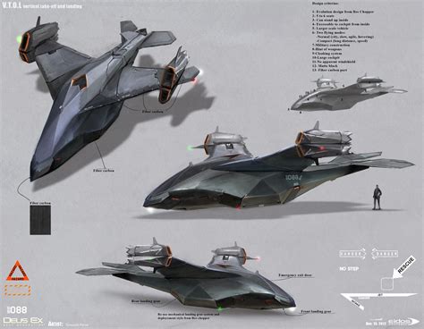 Concept design of VTOL by Herve Groussin aka Nurodesign VTOL Concept art done for Deus Ex ...