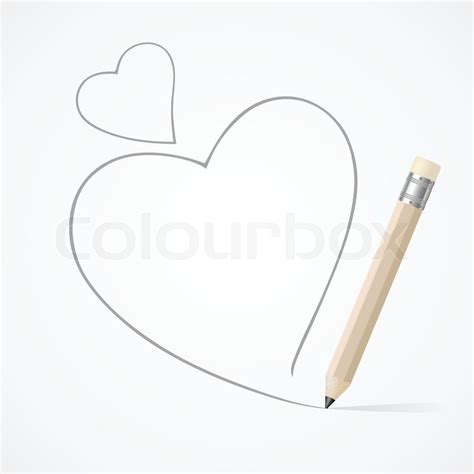 Pencil drawing heart | Stock Vector | Colourbox