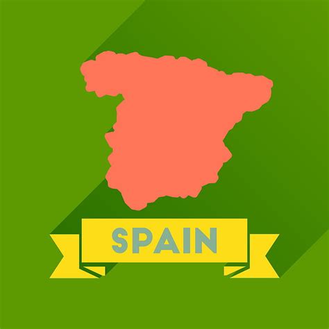 Flat icon with long shadow Spain map vector ai eps | UIDownload