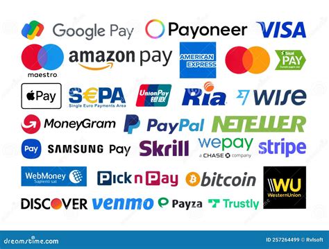 Big Collection of Popular Payment System Logos: American Express, MasterCard, Visa, Maestro and ...