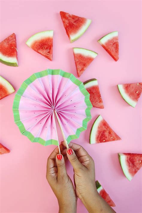 Easy Paper Watermelon Fans - Damask Love | Summer crafts for kids, Summer crafts, Watermelon crafts