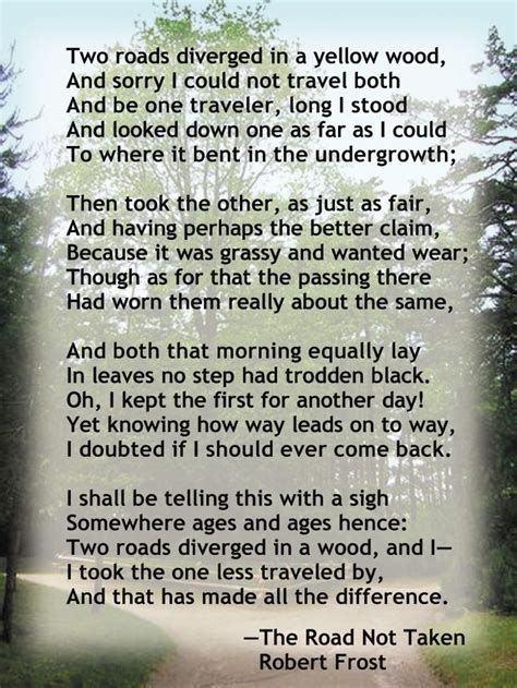 Robert Frost, "The Road Not Taken" | The road not taken, Robert frost poems, Poems