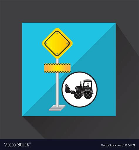 Construction truck concept road sign design Vector Image