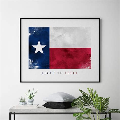 Texas state flag wall art art print American flag painting | Etsy