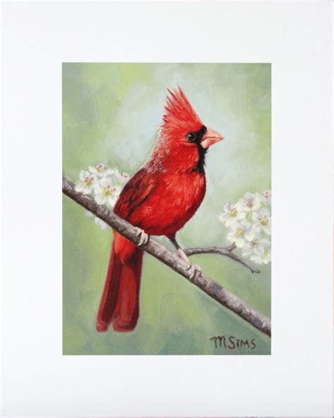 Red Cardinal Bird Painting Cardinal Painting Bird Art - Etsy