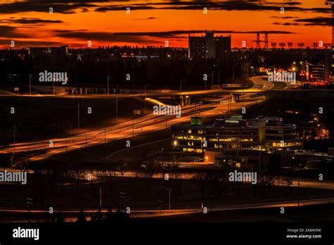 Sunrise of Calgary Alberta Canada Stock Photo - Alamy