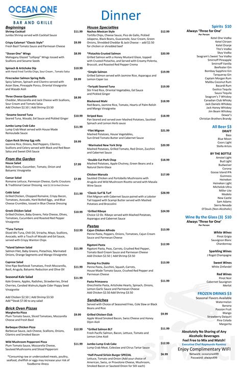 Ocean One Bar & Grille menus in Las Vegas, Nevada, United States