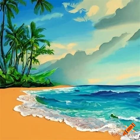 Tropical beach painting on Craiyon