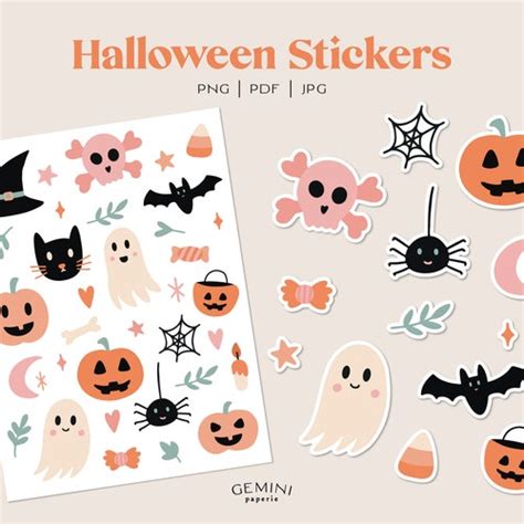 Halloween Sticker Sheet Halloween PNG Halloween Planner - Etsy