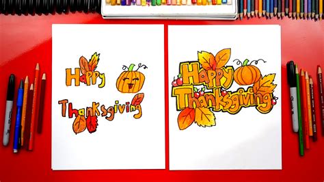 How To Draw Happy Thanksgiving Block Letters - Art For Kids Hub