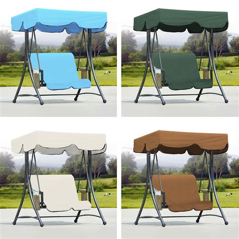 New Outdoor Garden Swing Bench Hammock Canopy Waterproof Top Cover Sunshade + 2 Seater Chair ...