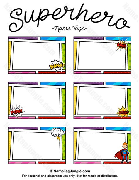 Printable Superhero Name Tags