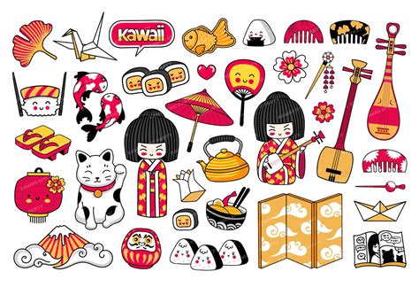 Japan printable stickers Kawaii digital stickers Sticker | Etsy