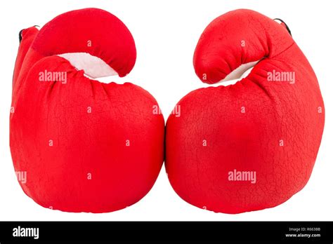 Red boxing gloves isolated on white background Stock Photo - Alamy