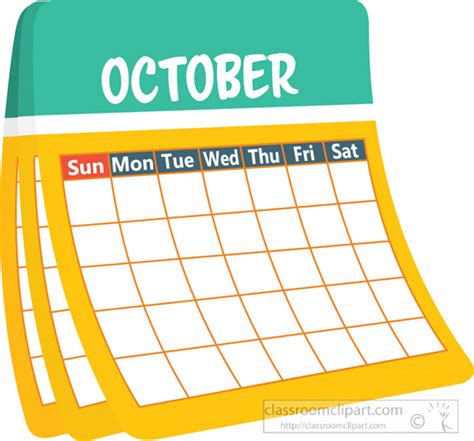 Calendar Clipart - monthly-calender-october-clipart-6227 - Classroom Clipart