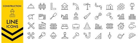 construction thin line icons, Construction line icons. Building ...