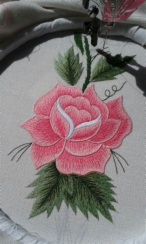 Ribbon Flowers Red Roses Embroidery (With images) | Rose embroidery pattern, Rose embroidery ...