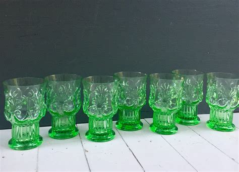 Vintage Drinking Glasses, Vintage Green Drinking Glasses, Pedestal ...