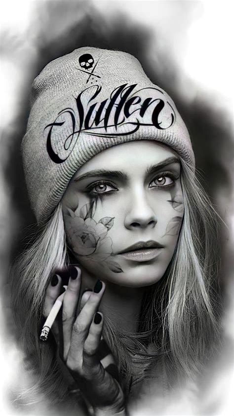 Fille Gangsta, Gangsta Girl, Chicano Style Tattoo, Tattoo Style Drawings, Girl Face Tattoo, Girl ...