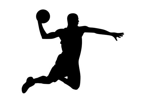 Basketball Player Black Silhouette On White Background