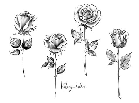 Rose With Stem Tattoo Designs