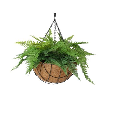 ARTIFICIAL TRIPLE LEATHER FERN 47CM IN HANGING BASKET