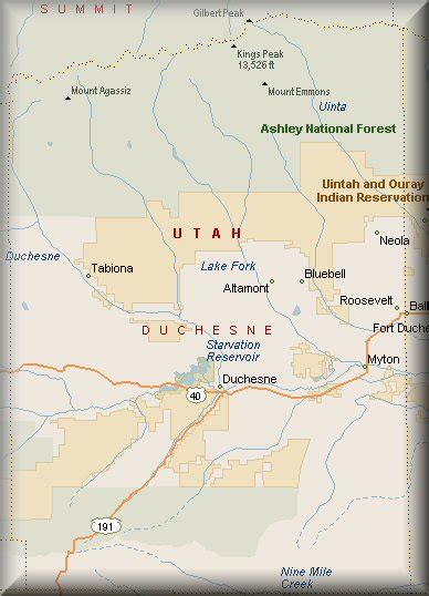 Duchesne County, Utah Map